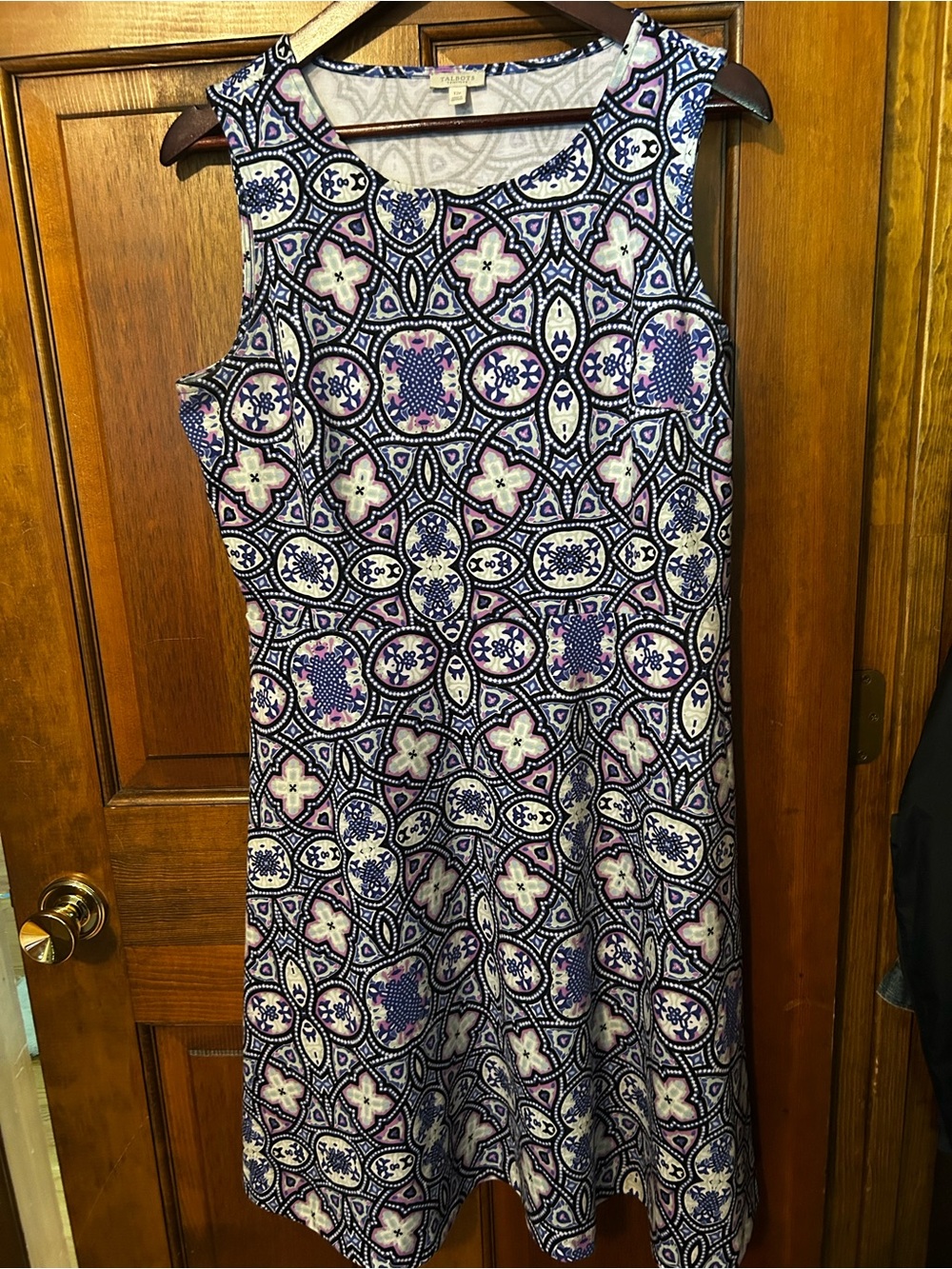 Talbots Sleeveless Dress in Navy and Lavender Print